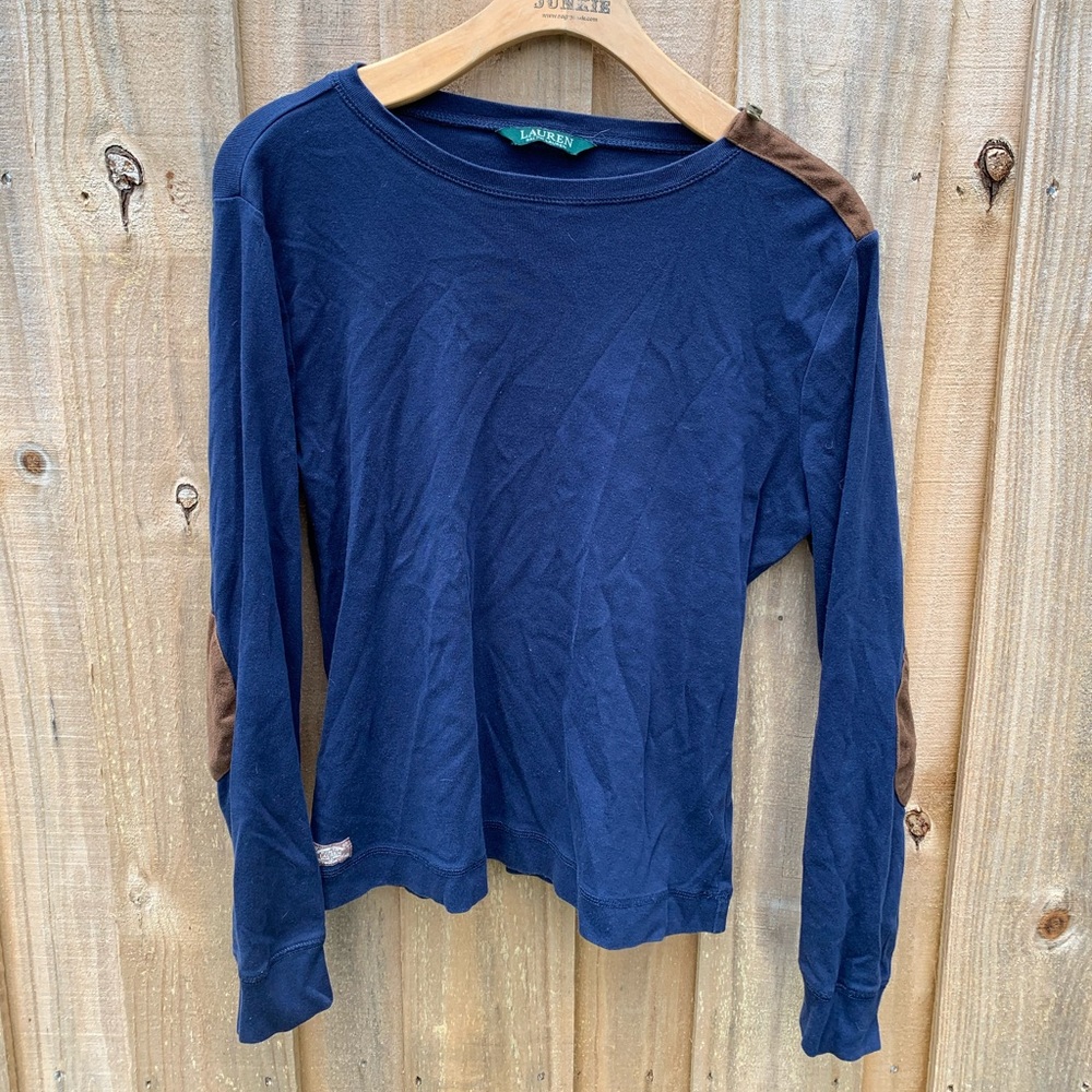 Quarter sleeve, navy, Ralph Lauren w suede accents